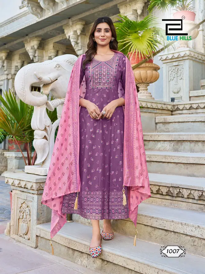 Ritu Special Vol 1 By Blue Hills Rayon Anarkali Kurtis With Dupatta Wholesale Online
